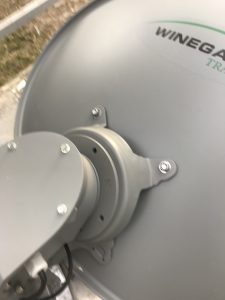 Dish mounted to arm